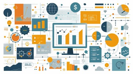 Digital strategy, online presence planning, flat design illustration