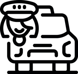 Wall Mural - line icon of a taxi driver smiling while driving a car