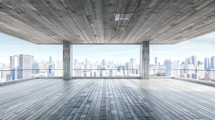 Poster - Modern Terrace with City Skyline View