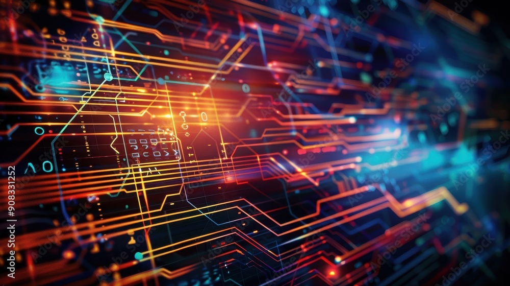 A technology background with futuristic elements, including digital ...