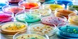 © Kukar Studio - A close-up image of various bacteria cultures in petri dishes, bacteria, microbiology, petri dish, laboratory