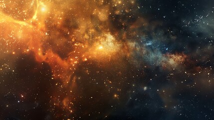 Wall Mural - a nebula in space with bright orange and blue colors.