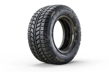 Rugged off-road tire designed for maximum traction and durability, isolated on a white background, suitable for all terrains.