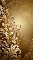 Wall Mural - gold floral pattern abstract background backdrop design copy space illustration art