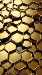 Wall Mural - gold honeycomb pattern abstract background backdrop design copy space illustration art