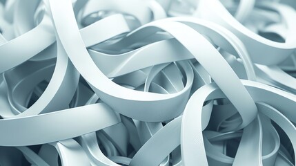 Poster - Abstract 3D render of a tangled white ribbon.