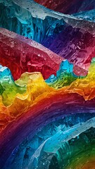 Wall Mural - rainbow ice texture abstract background backdrop design copy space illustration art