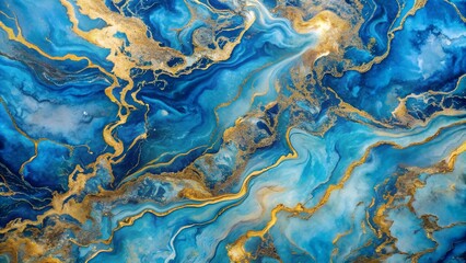 Wall Mural - A Symphony of Textures: A Blue and Gold Marble Artistic Expression  generative AI