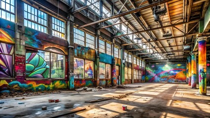 Poster - Echoes of Industry: A Graffiti Symphony  AI generated