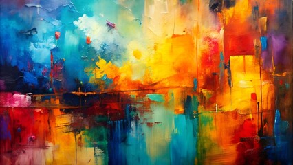 Canvas Print - Abstract Expressionism: A Symphony of Color and Form  Generative AI