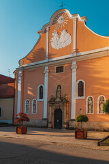 Baroque church facade in Varazdin's old town Varazdin Croatia 11.07.24