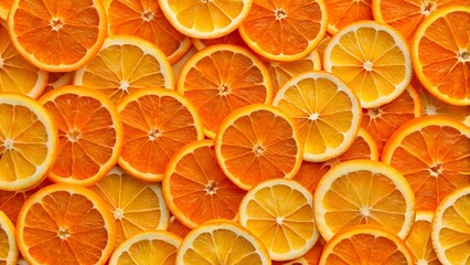 Canvas Print - Citrus Burst: A Vibrant Abstract Orange Slice Background  AI Generated