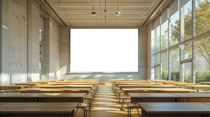 Empty classroom with white board