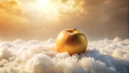 Wall Mural - Golden Peach, Resting on a Bed of Soft White Clouds, a Dreamy Illustration  generative AI