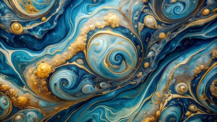 Canvas Print - Whispers of the Ancients: A Blue and Gold Marble Legacy of Time  Generative AI