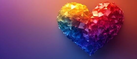 Wall Mural - Rainbow Crystal Heart.