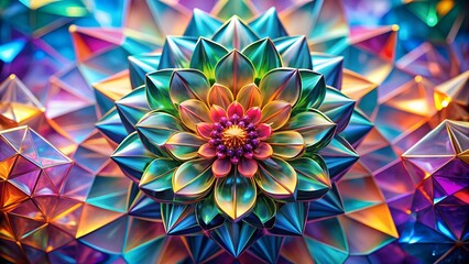 Prismatic Bloom: A Burst of Color in a Geometric Embrace  generative AI