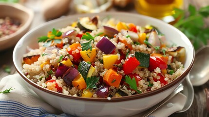 Poster - A bowl of quinoa salad with vegetables.