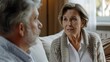 © Generative AI - Mature wife and husband talk to therapist during housecall visit at home Professional medical worker share good optimistic health news to old couple explain treatment plan Medicine ins : Generative AI