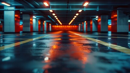 Poster - Empty parking garage in modern apartment : Generative AI