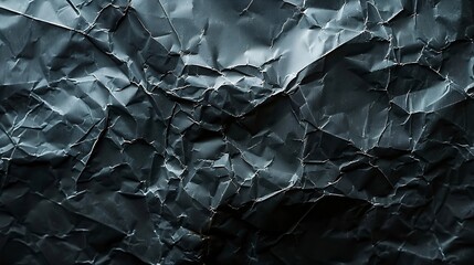 Poster - Empty crumpled wet black paper blank texture copy space wall horizontal background : Generative AI