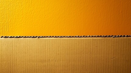 Leinwandbilder - Blank Solid yellow orange tone color paint on environmental friendly cardboard box kraft paper texture background with space minimal style : Generative AI
