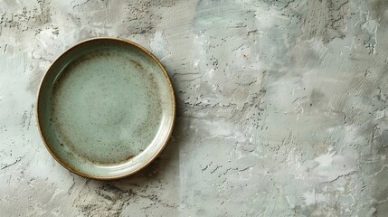 Poster - Empty round ceramic plate on a light texture background Kitchen utensils : Generative AI