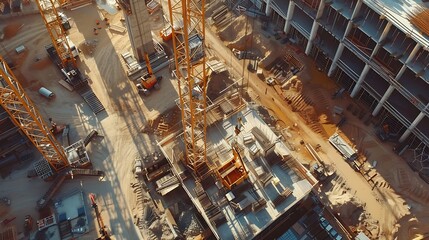 Aufkleber - Construction crane working on large construction site : Generative AI