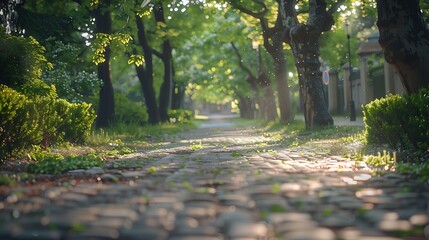 Poster - An empty park alley on a spring day : Generative AI