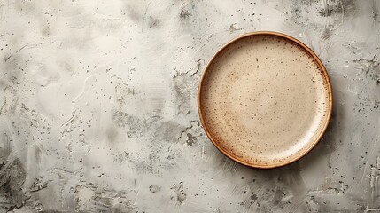 Poster - Empty round ceramic plate on a light texture background Kitchen utensils : Generative AI