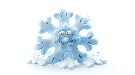 Canvas Print - A smiling cartoon snowflake on a white background.