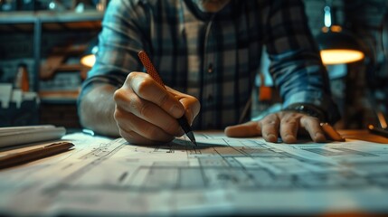 Aufkleber - Civil and construction engineers are working on a blueprint drawing with precision to guarantee a flawless result : Generative AI