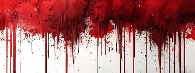 Wall Mural -  red paint splatter on white wall background, Red blood splatter on a grunge wall, horror wall, halloween wall, red vintage, retro,red splash dripped blood textured wall,banner poster design walll 