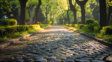 Poster - An empty park alley on a spring day : Generative AI
