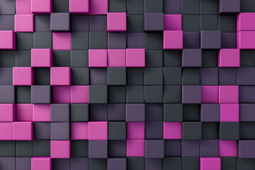 Wall Mural - modern abstract background with pink and dark gray cubes in a geometric pattern, creating a visually