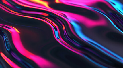 Wall Mural - Abstract vibrant pink and blue liquid texture background, smooth wavy surface with neon light reflections, perfect for creative design projects.