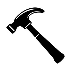 House repair hammer silhouette flat icon and vector illustration for apps