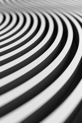 Wall Mural - abstract black and white of parallel curved lines forming a wavy pattern. minimalist design with flo