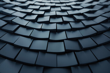 Wall Mural - abstract close-up of overlapping dark tiles forming a , undulating pattern with a futuristic and mod