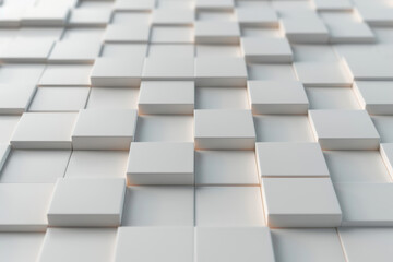 Wall Mural - abstract geometric background featuring various shades of white and grey square tiles creating a mod