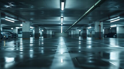 Poster - Empty parking garage in modern apartment : Generative AI