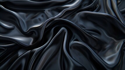 Leinwandbilder - Black gray satin dark fabric texture luxurious shiny that is abstract silk cloth panorama background with patterns soft waves blur beautiful : Generative AI