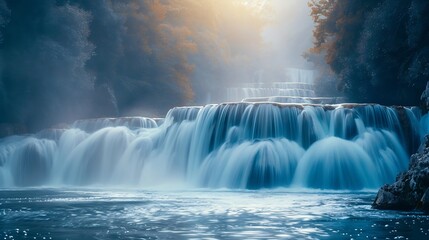 Wall Mural - Amazing Skradinski Buk waterfall in Krka national park Dalmatia Croatia : Generative AI