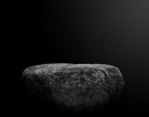 Wall Mural - stone podium on dark black background..