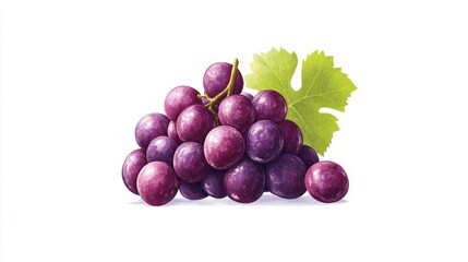 A ripe grape clipart, fruit element, flat design, modern style, isolated on white background