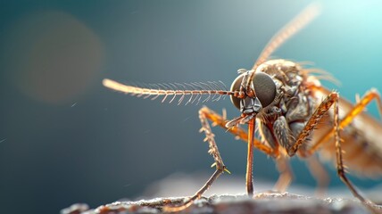 Close-up portrait of a mosquito with monocle and mischievous grin.