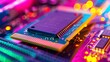 © Emma - A computer RAM module lies on a colorful surface in an electronics store