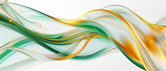 abstract image of a green and gold wave with a white background