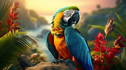 Wall Mural - Parrots is colorful bird in the garden