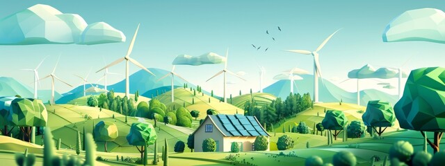 Wall Mural - Green energy resources concept. Symbolizing renewable energy sources. Highlights sustainable power solutions and environmental stewardship, the transition to clean energy.